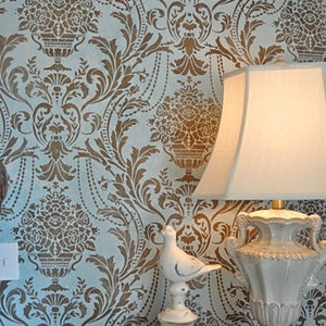 Anastasia Damask Stencil - Better Than Wallpaper! - Large Stencils for Painting Walls - Easy DIY Wall Décor  - Stencils for DIY Wall Décor