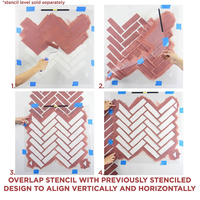 Herringbone Brick Stencil LARGE WALL STENCILS Stencils for Etsy Australia