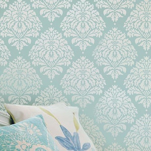 Kerry Damask Wall Stencil Small Reusable stencils. Better than wallpaper DIY decor image 1