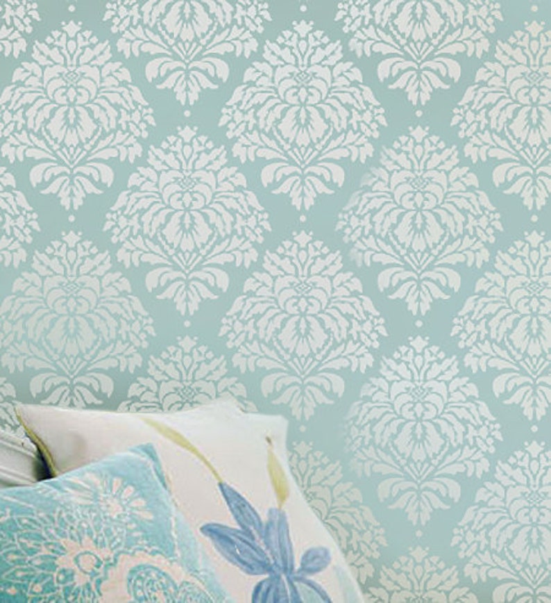 Kerry Damask Wall Stencil Small Reusable stencils. Better than wallpaper DIY decor image 1