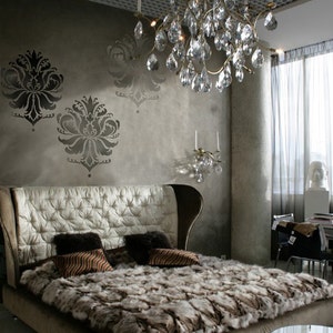 Damask Stencil Gabi&#39;s Brocade MED - stencils for walls, furniture and fabric