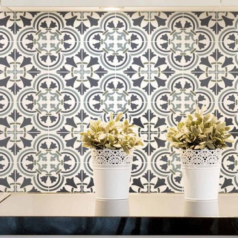 Augusta Tile Stencil Stencils For Diy Cement Tiles Image 0