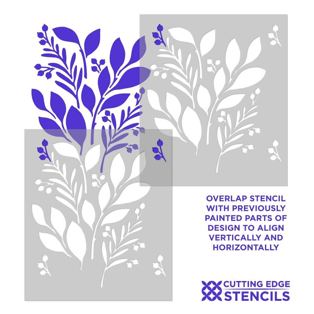 STENCILOGY ARNO XL Wall Stencil – 24x35 Inch Large Allover Floral Geometric Stencil With Edging Stencil, Reusable Mylar