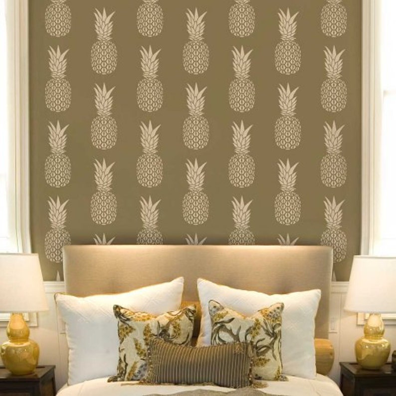 Pineapple Stencil LARGE WALL STENCIL Tropical Wall Stencil Etsy