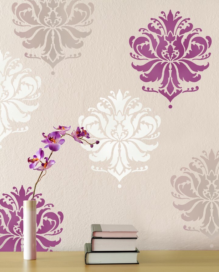 Damask Stencil Gabi's Brocade LG - Reusable Stencils for Walls Instead ...