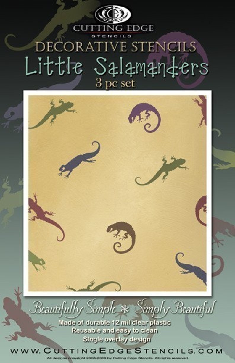 Reusable Stencils Little Salamanders 3 pc kit Kids room decor DIY image 3