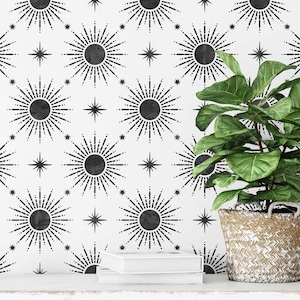 Sunbright Wall Stencil - Large Wall Stencil for a Quick and Easy DIY Room Refresh - Create Your Own Cosmic Accent Wall