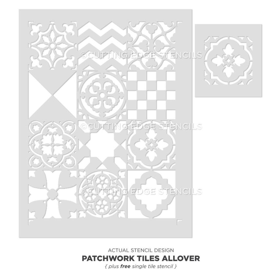 Patchwork Tiles Allover Stencil Pattern Cement Tile Stencils Etsy