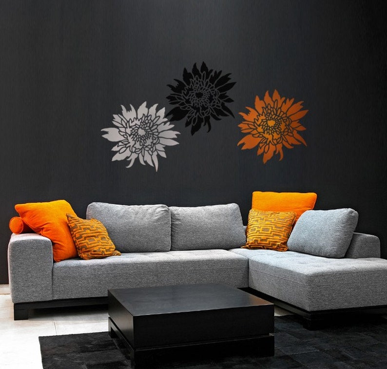 Flower Stencil Chrysanthemum Grande LG Wall Stencils for easy decor Better than decals image 3