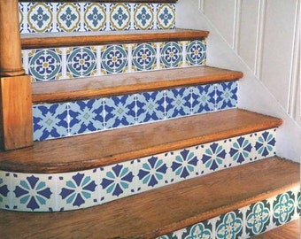 Portuguese Tile Stencil Set - Portuguese TILE STENCILS - Tile Stencils for Painting Floor and Wall - Tile Stencil Pattern for Easy DIY Décor