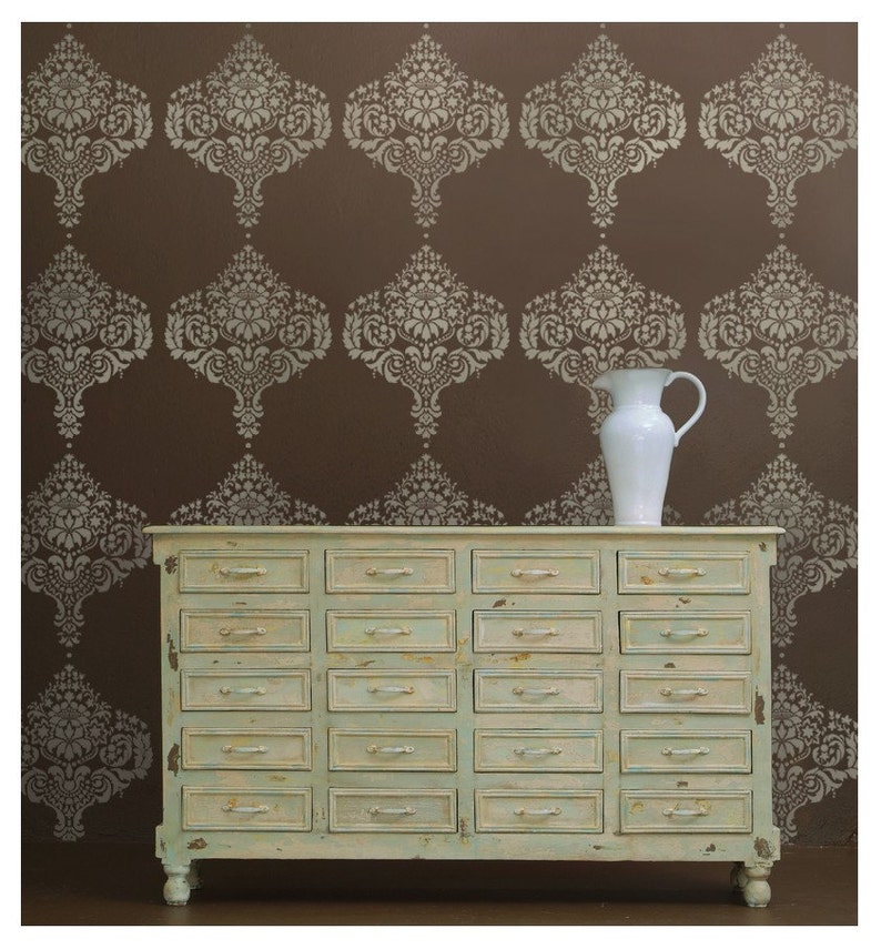 Damask Stencil Rachel's Brocade - Reusable Stencils for Walls Instead ...