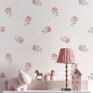 Cottage Pinks Wall Stencil - Try Stenciling Instead of Wallpaper - Floral Wall Pattern - Large Stencils for Painting - DIY Home Improvement