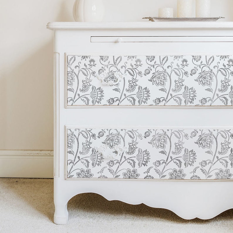 Jacobean Furniture Stencil FURNITURE STENCIL Floral Etsy