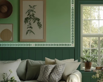 Rosemary Trim Border Stencil - Cottage Core Botanical Design for DIY Wall Art - Large Wall Stencils for Painting - Stencils for Crafts