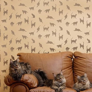 Stencil Pattern Cats,Cats,Cats - Reusable Stencils for walls and fabrics