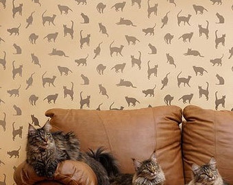Stencil Pattern Cats,Cats,Cats - Reusable Stencils for walls and fabrics