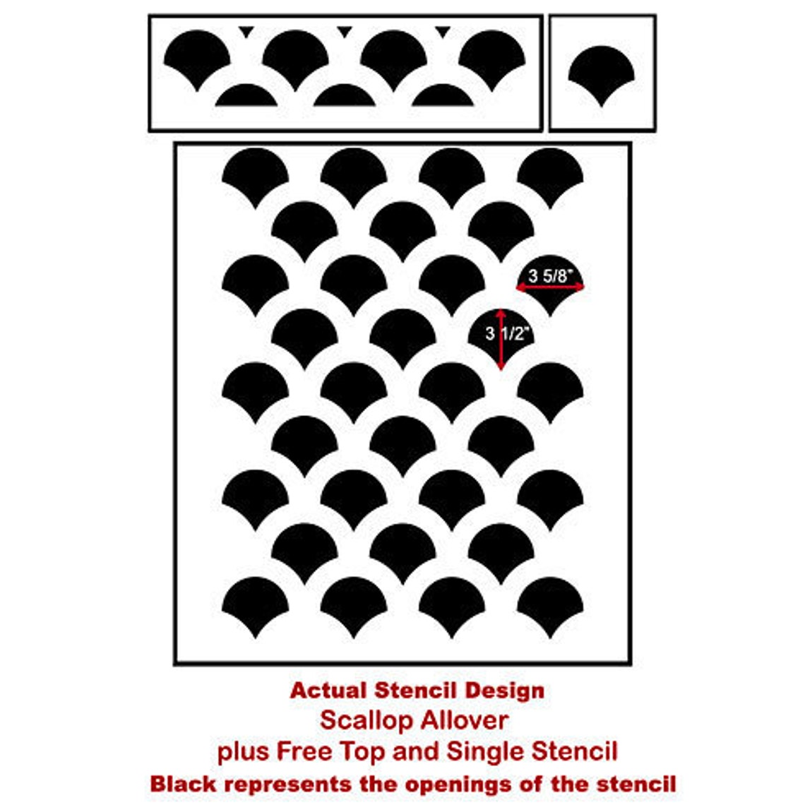 Scallop Allover Stencil Reusable Stencils for Walls Instead Etsy