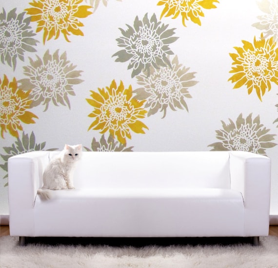 Chrysanthemum Grande Flower Stencil Med Wall Stencils For - Large Flower Stencils For Walls Chrysanthemum Grande Flower Stencil Med Wall Stencils For - Large Flower Stencils For Walls