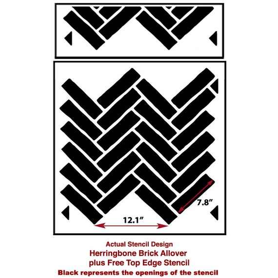 Brick Herringbone Stencils 13 x 18 (Two Pack) - Makely
