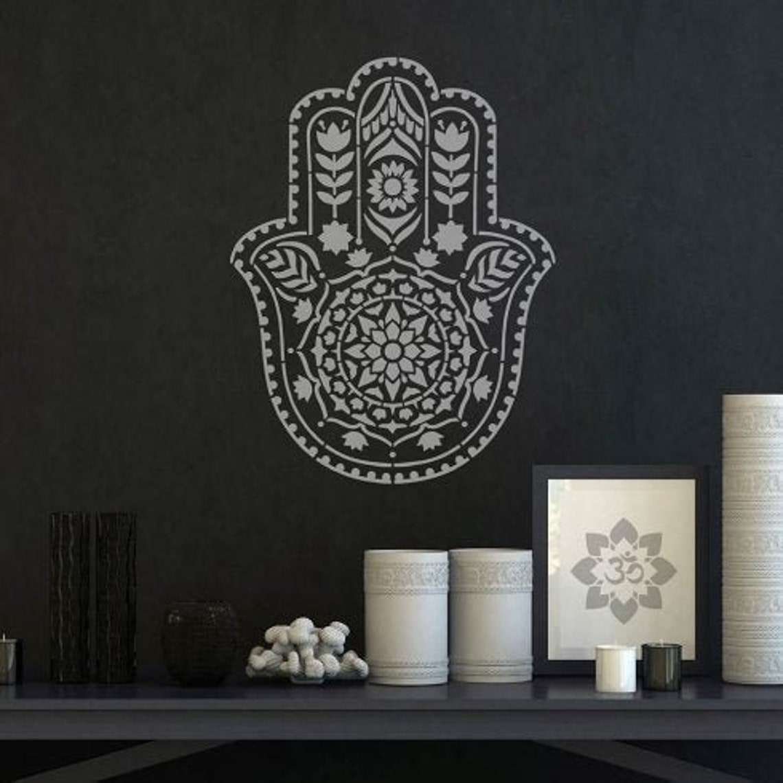 Hamsa Hand Stencil for Walls MANDALA WALL STENCIL Large - Etsy