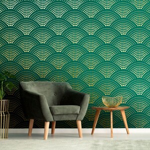Radiant Scallop Wall Stencil LARGE WALL STENCIL Modern Geometric Wall Stencils Easy to Use Wall Stencils for a Quick Room Update image 4