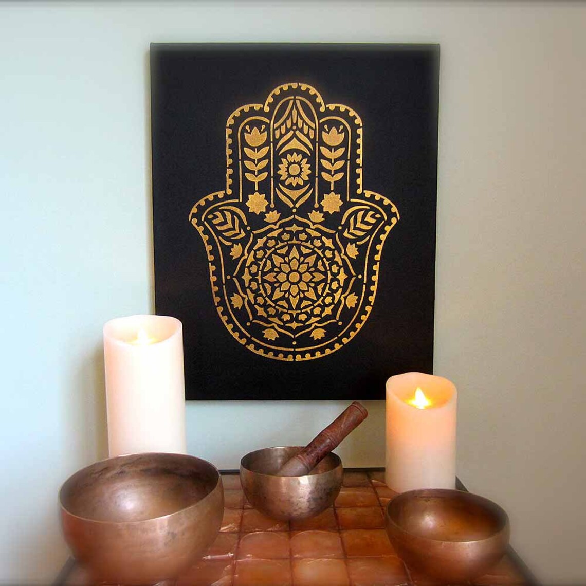Hamsa Hand Stencil for Walls MANDALA WALL STENCIL Large | Etsy