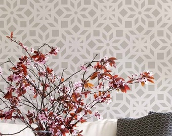 Kerala Wall Stencil- LARGE WALL STENCILS instead of Wallpaper - Easy to Use Wall Stencils for a Quick Room Update - Stencils for Walls