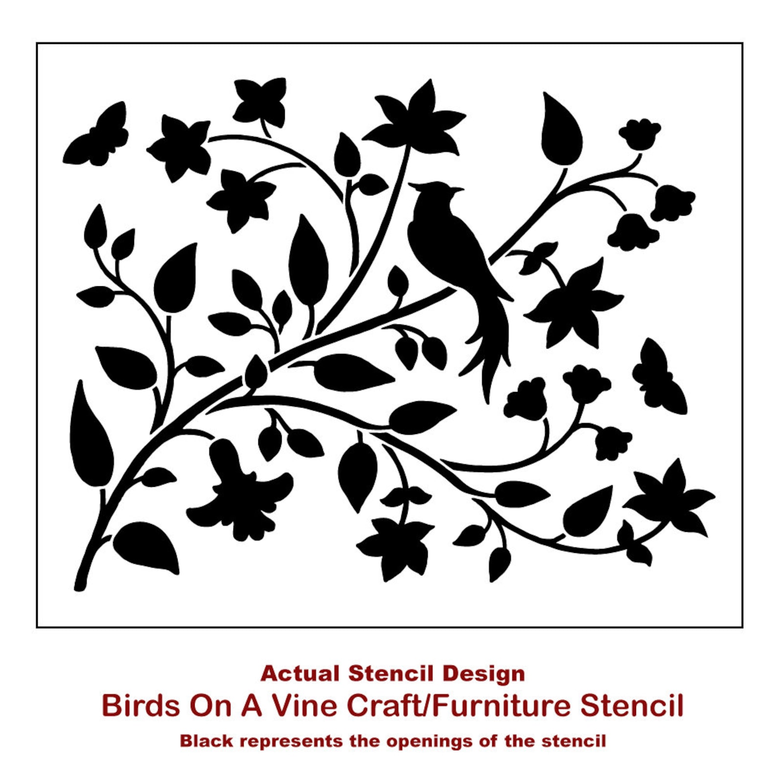 Birds on A Vine Stencil FURNITURE STENCIL Craft Stencils Etsy