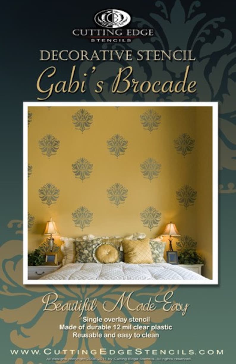 Damask Stencil Gabi's Brocade LG - Reusable Stencils for Walls Instead ...