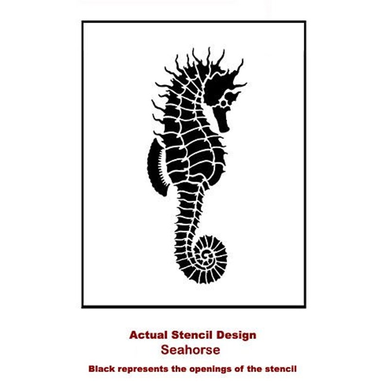 Seahorse Wall Art Stencil WALL ART STENCILS Easy to Use Wall Art Stencils for a Quick Room Update Nautical Stencils for Walls image 4