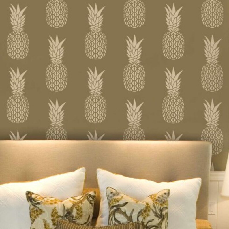 Pineapple Stencil LARGE WALL STENCIL Tropical Wall Stencil Etsy