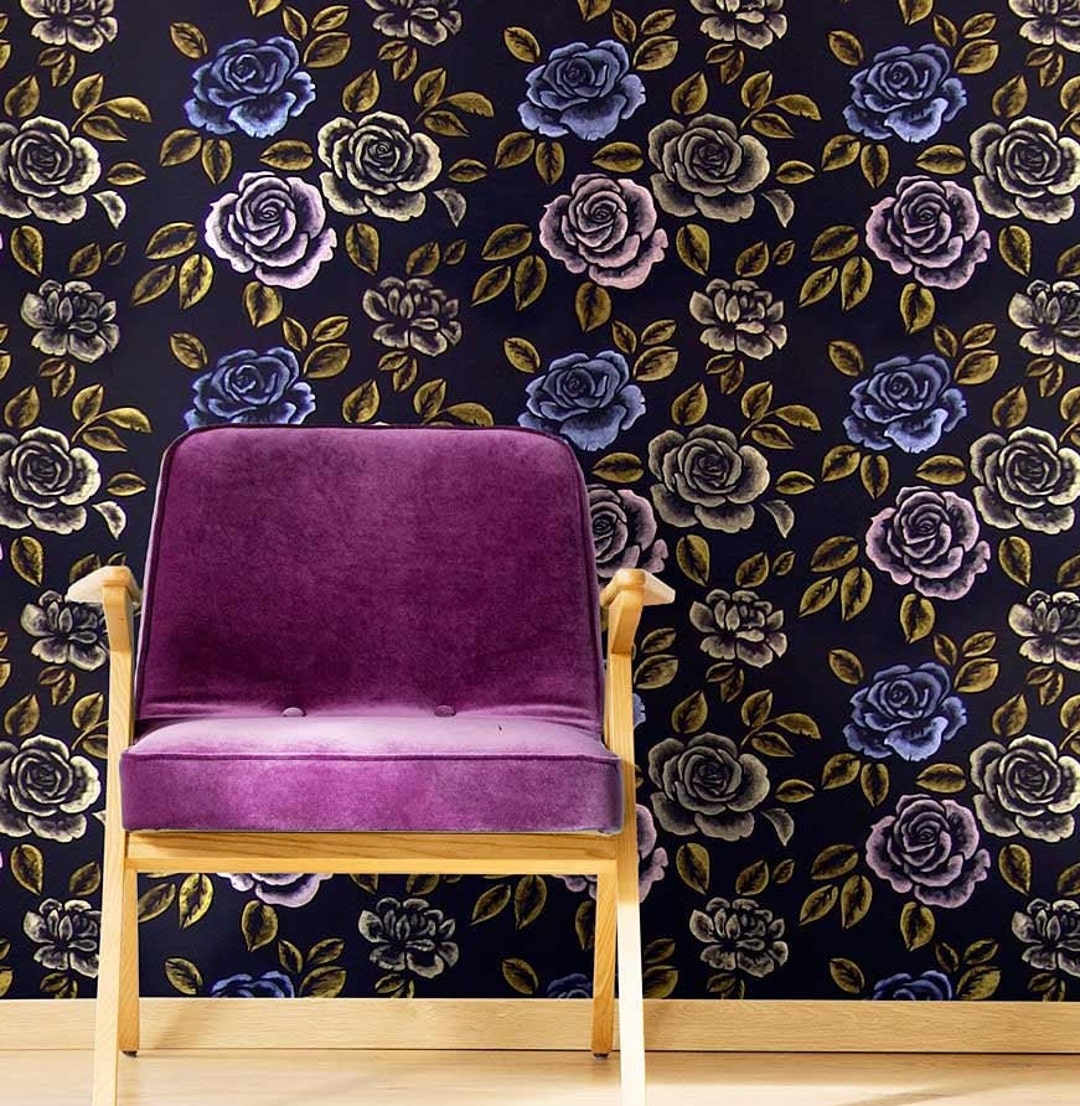 Midnight Rose Garden Stencil - Floral Wall Stencil for Easy Paint ...