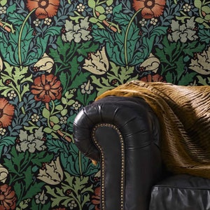 William Morris Compton Flower Stencil Pattern - DIY Maximalist Design - Large Floral Designer Wall Pattern for Budget Friendly Room Makeover