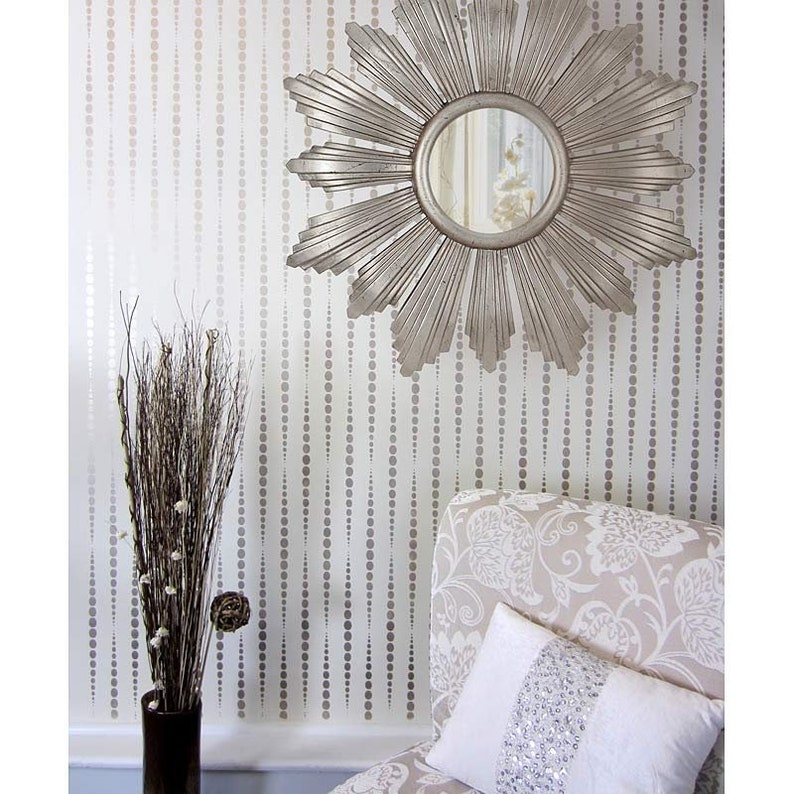 Beads Wall Stencil LARGE WALL STENCILS instead of Wallpaper Easy to Use Wall Stencils for a Quick Room Update Stencils for Walls image 3