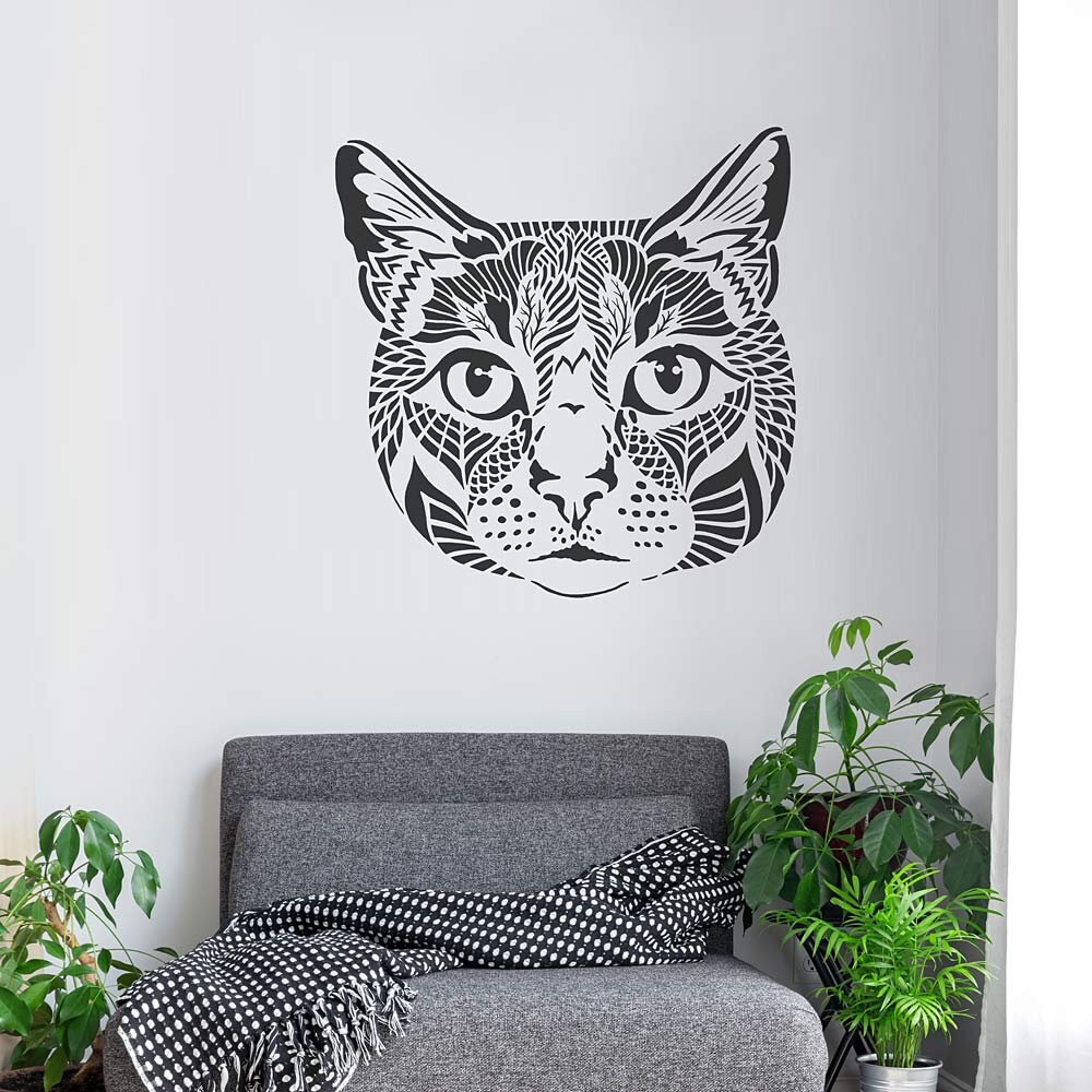 Vaska the Cat Wall Art Stencil DIY Geometric Design Animal Etsy