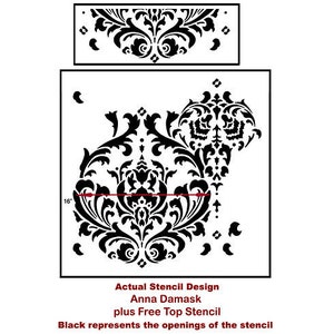 Anna Damask Wall Stencil - LARGE WALL STENCILS Instead of Wallpaper ...