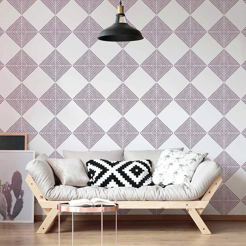 Nola Tile Stencil Geometric Cement TILE STENCILS for Painting Tiles Reusable Tile Stencils for Home Makeover Easy Tile DIY Home Décor image 2