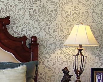 Anna Damask Wall Stencil - LARGE WALL STENCILS instead of Wallpaper - Easy to Use Wall Stencils for a Quick Room Update - Stencils for Walls