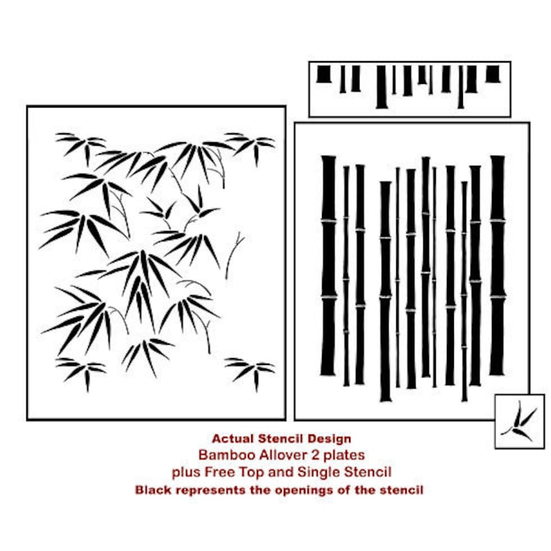 Bamboo Wall Stencil LARGE WALL STENCILS Instead of Wallpaper Etsy