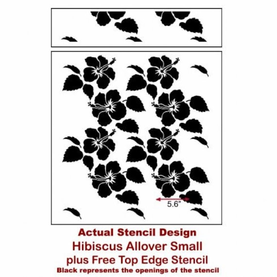 Hibiscus Wall Stencil WALL ART STENCIL Instead of Decals Easy to
