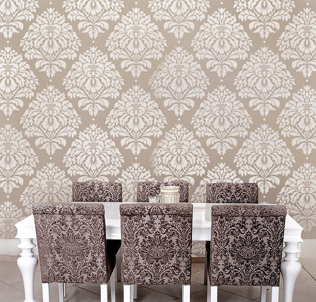 Wall Stencil Damask Kerry LG - Reusable Stencils for DIY Wall Decor - Etsy