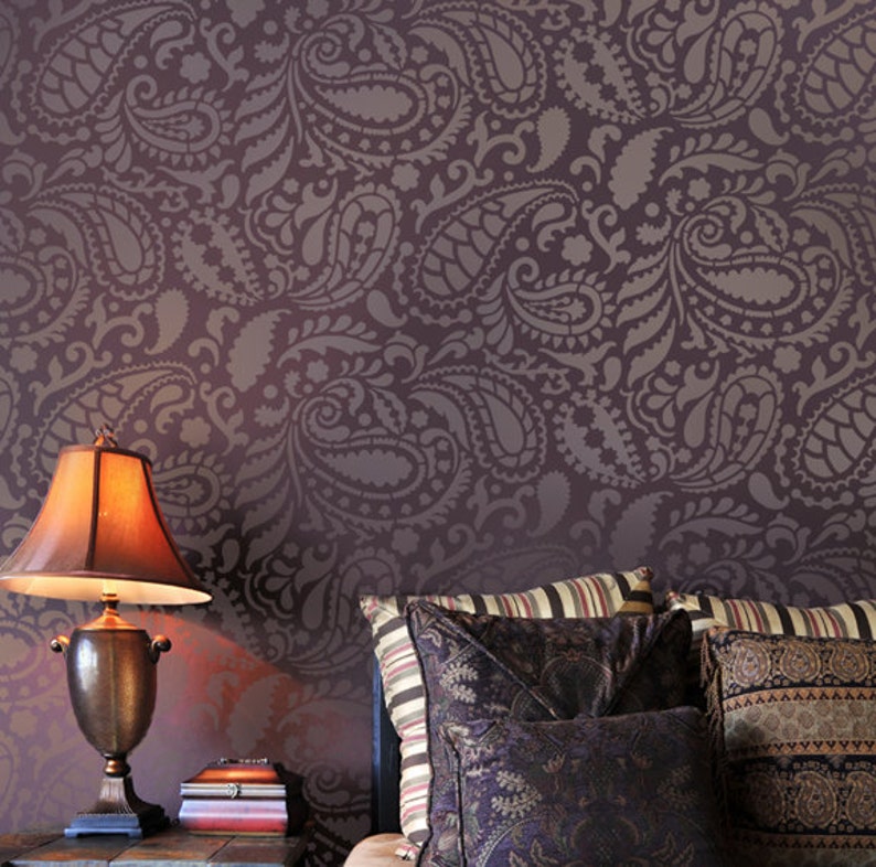 Paisley Wall Stencil LARGE WALL STENCIL Farmhouse Stencils Etsy UK