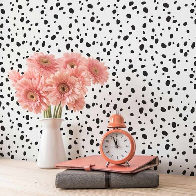 Dalmatian Spots Stencil LARGE WALL STENCILS instead of Wallpaper Easy to Use Wall Stencils for a Quick Room Update Stencils for Walls image 2