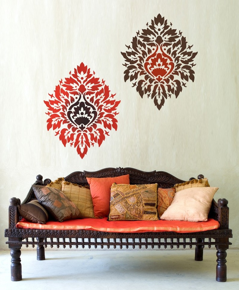Damask Stencil Nadya LG Scale - Stencils Instead of Wallpaper - DIY ...