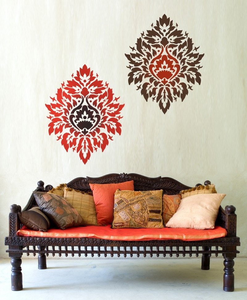 Damask Stencil Nadya LG Scale - Stencils Instead of Wallpaper - DIY ...