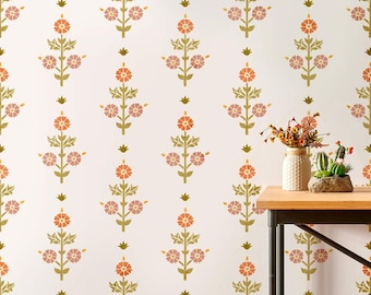 Folk Marigold Flower Stencil - Large Wall Stencils for Painting - Easy to Use Floral Wall Pattern - Reusable Stencil - DIY Home Improvement