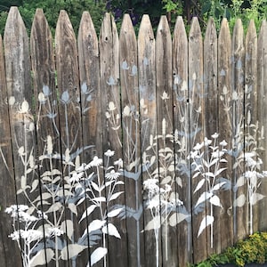 Wild Garden Mural Kit - Botanical Stencils for Painting Outdoor Fence - Gorgeous Floral Stencil for Walls - Large Stencils for Painting Wall