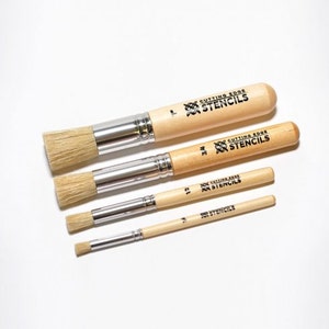 4 Piece Professional Stencil Brush Kit - Brush for stencils and detail painting