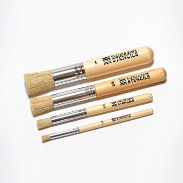 4 Piece Professional Stencil Brush Kit - Brush for stencils and detail painting