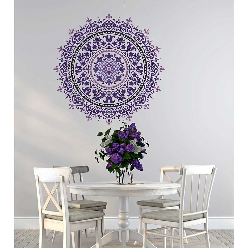 Prosperity Mandala Stencil For Walls MANDALA WALL STENCIL Large Wall Stencil for Painting Stencil on Wood Better than Mandala Decals image 2